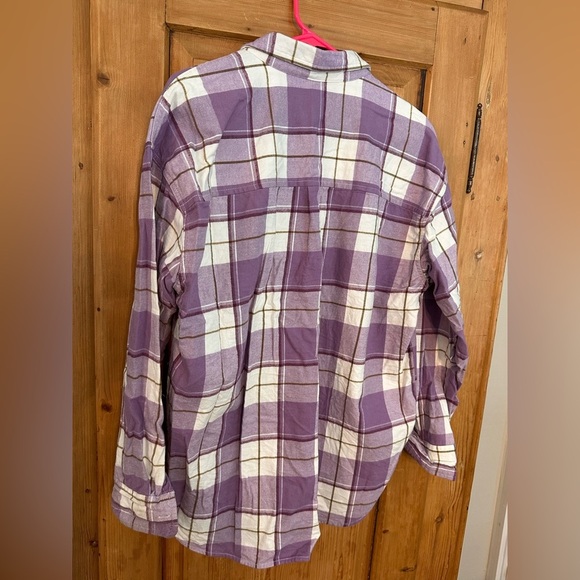 Universal Thread Purple Plaid Flannel Oversized Shirt Size Large Grunge Fall - Picture 2 of 7